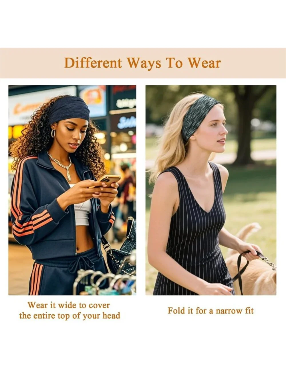 Women Space Dyed Base Stretch 6 Pack Headband Turban Yoga Hairband Accessories